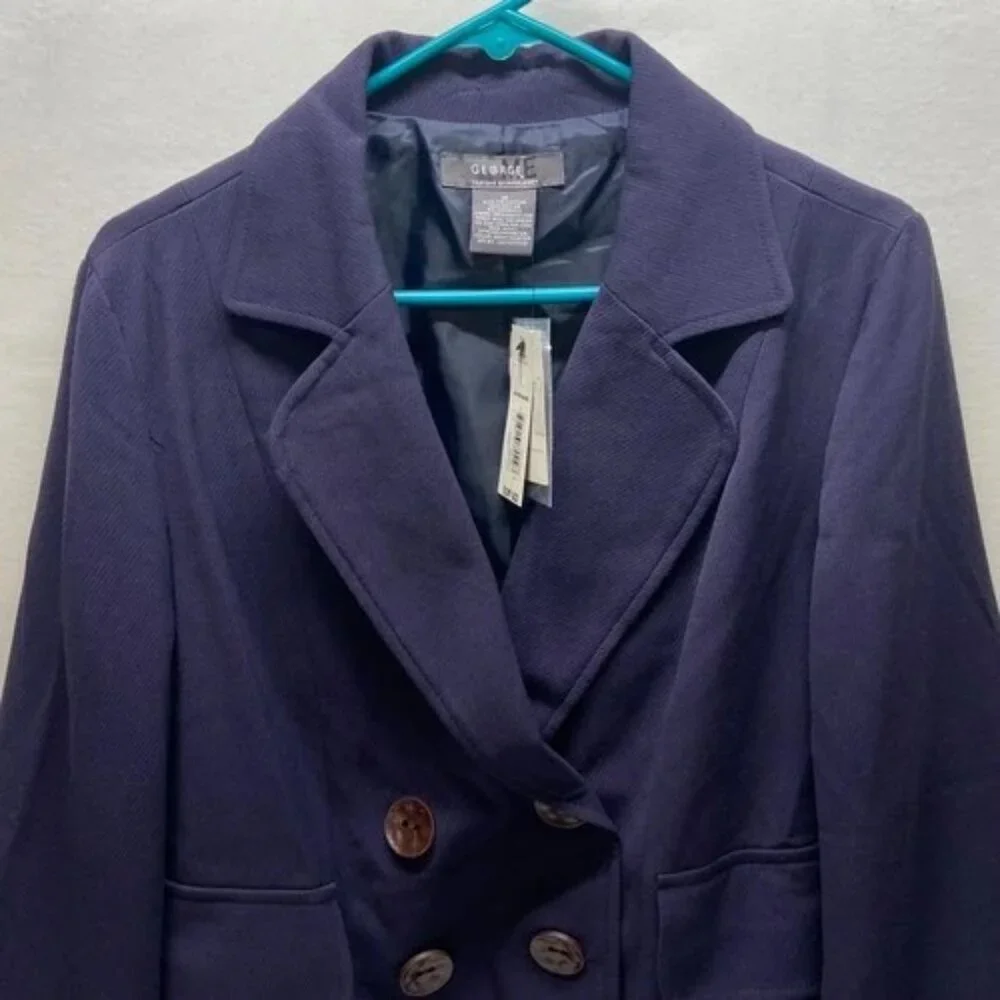 George Blazer Women's 12 Navy Relaxed Modern Fit 4 Button Career Suit Jacket NWT
